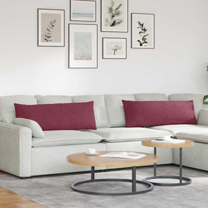 Cuscini da Divano 2 pz-Set di 2 Cuscini per Sofa Rosso Vino 120 x 40 cm Tessuto