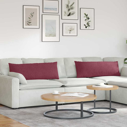 Cuscini da Divano 2 pz-Set di 2 Cuscini per Sofa Rosso Vino 120 x 40 cm Tessuto