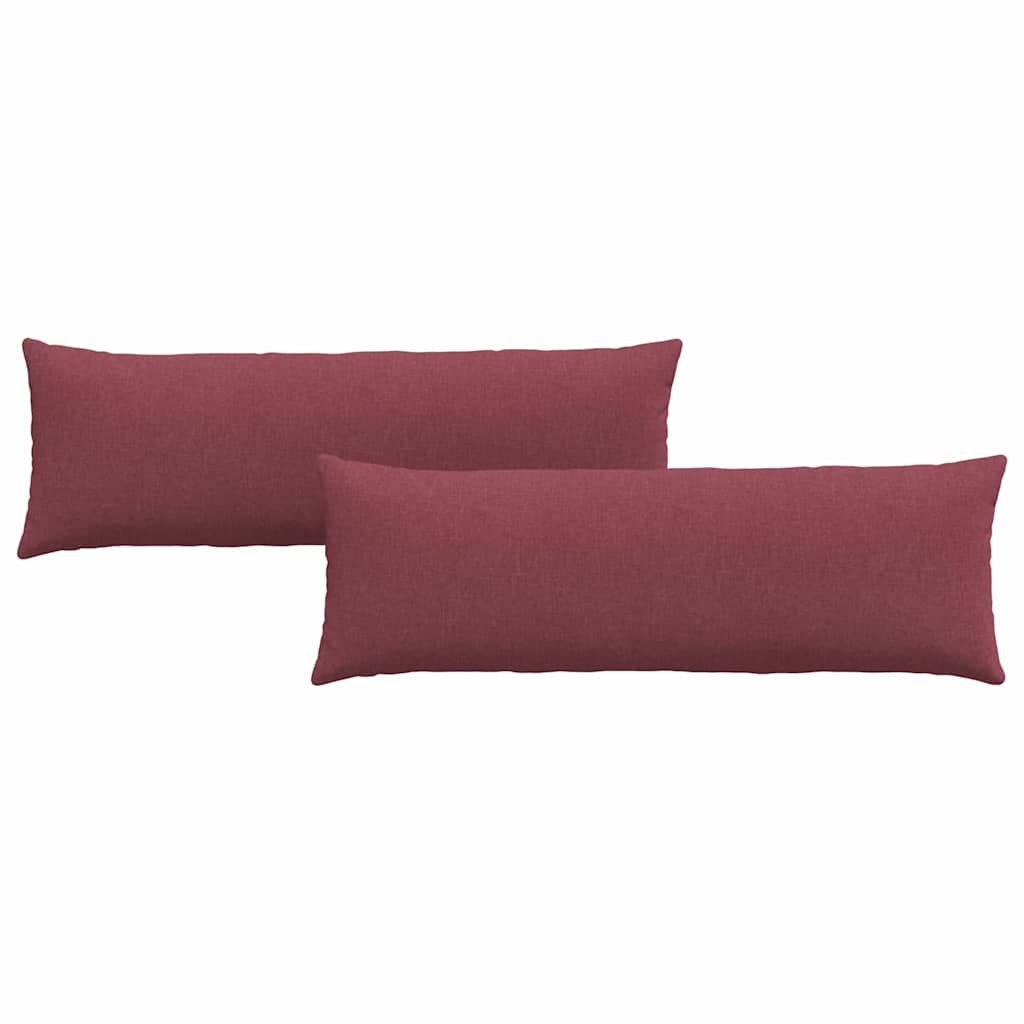 Cuscini da Divano 2 pz-Set di 2 Cuscini per Sofa Rosso Vino 120 x 40 cm Tessuto
