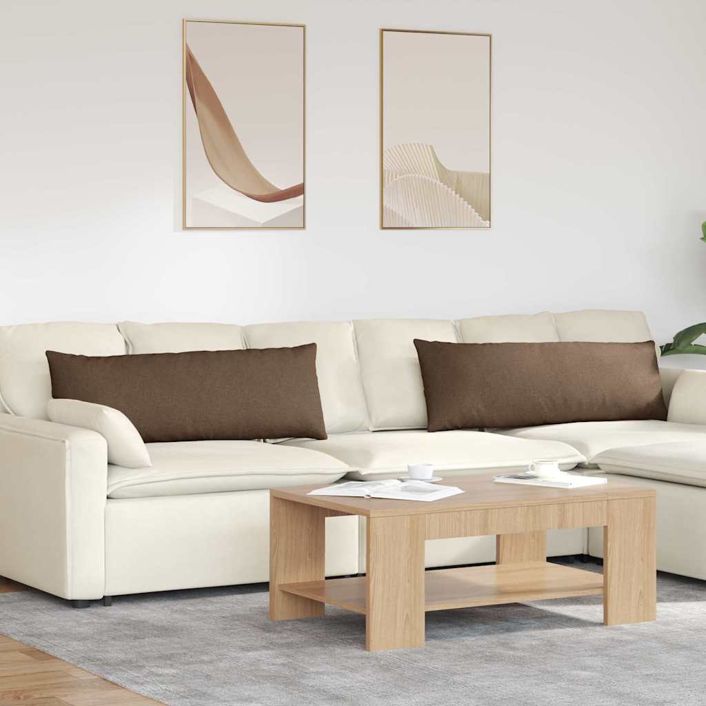 Cuscini da Divano 2 pz-Set di 2 Cuscini per Sofa Marrone 120 x 40 cm Tessuto