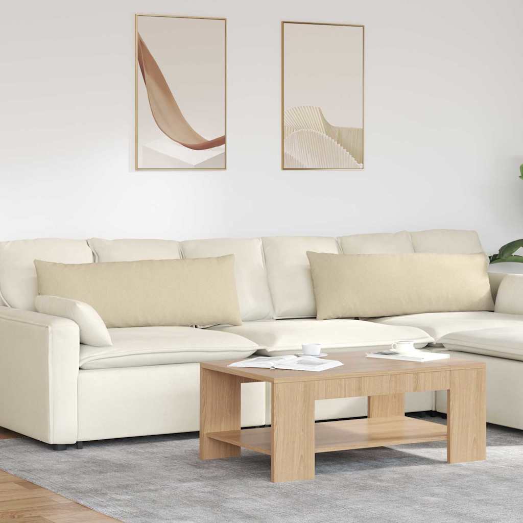 Cuscini da Divano 2 pz-Set di 2 Cuscini per Sofa Crema 120 x 40 cm Tessuto 871812