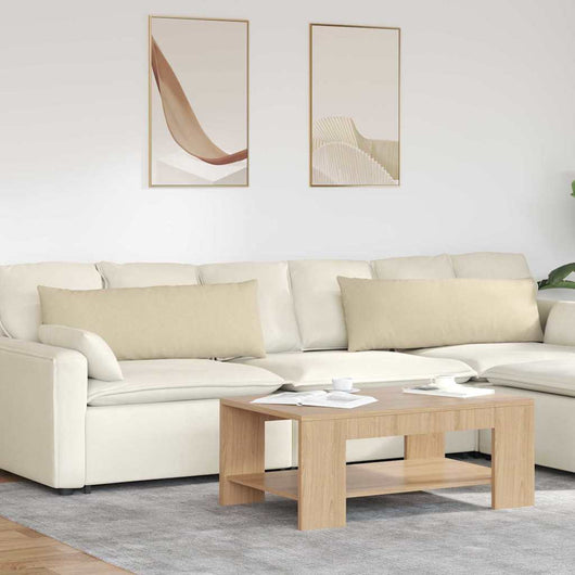 Cuscini da Divano 2 pz-Set di 2 Cuscini per Sofa Crema 120 x 40 cm Tessuto 871812