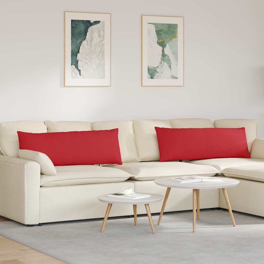 Cuscini da Divano 2 pz-Set di 2 Cuscini per Sofa Rosso 120 x 40 cm Tessuto