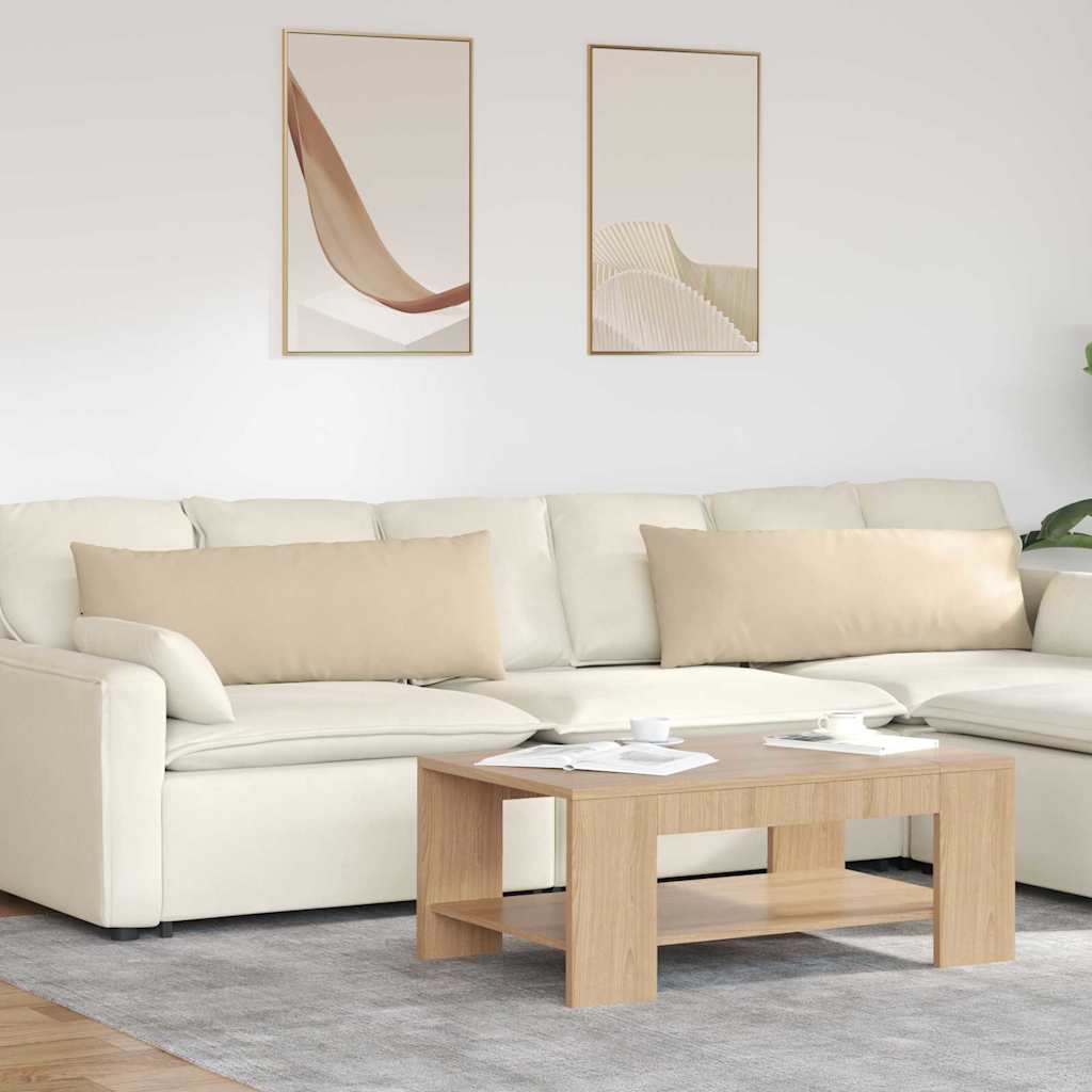 Cuscini da Divano 2 pz-Set di 2 Cuscini per Sofa Crema 120 x 40 cm Tessuto 967686