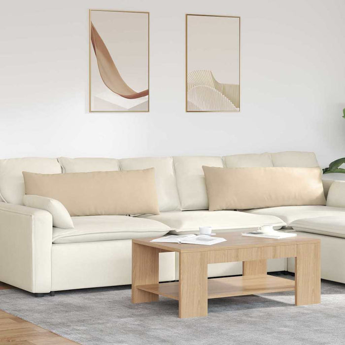 Cuscini da Divano 2 pz-Set di 2 Cuscini per Sofa Crema 120 x 40 cm Tessuto 967686