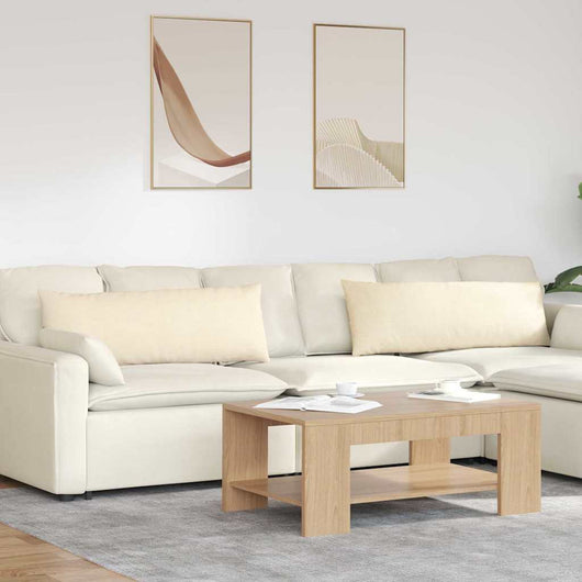 Cuscini da Divano 2 pcs Crema 120 x 40 cm Tessuto in Cords 42013819
