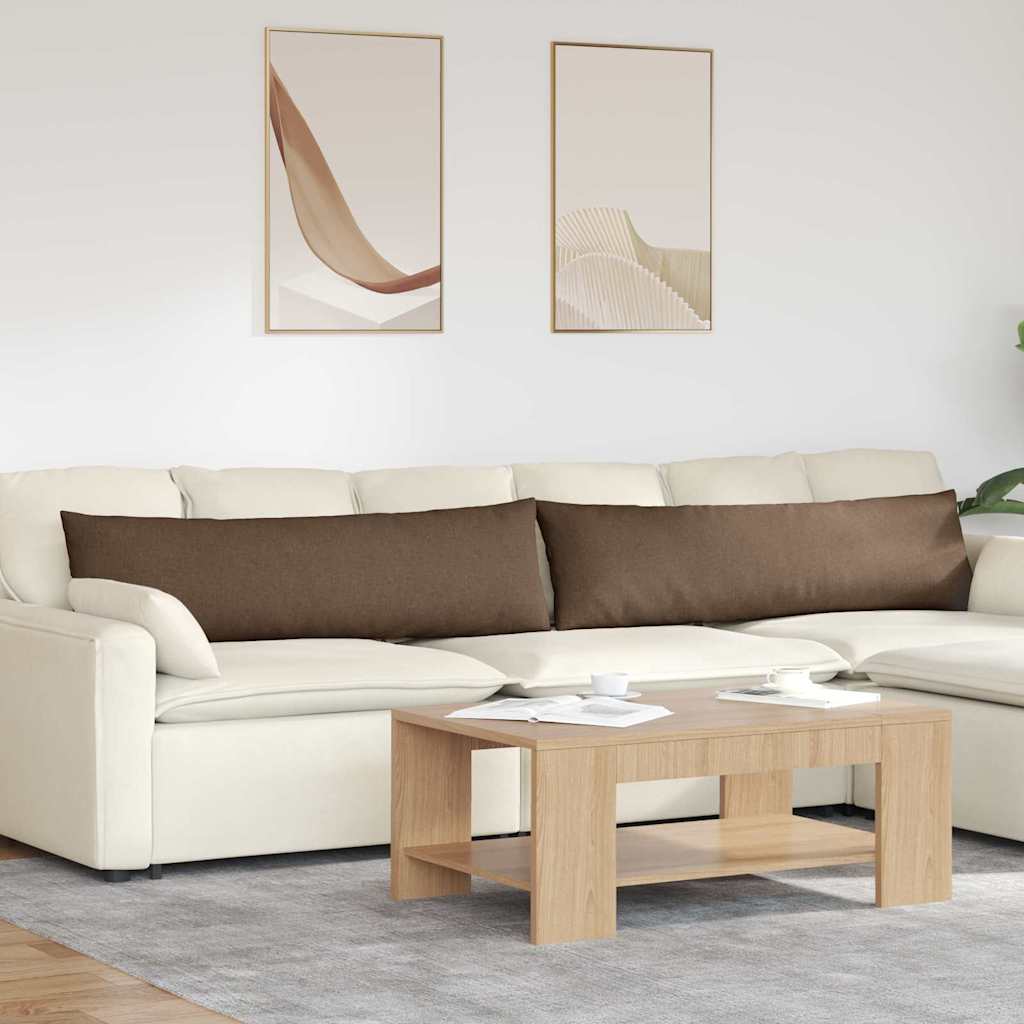 Cuscini da Divano 2 pz-Set di 2 Cuscini per Sofa Marrone 145 x 40 cm Tessuto