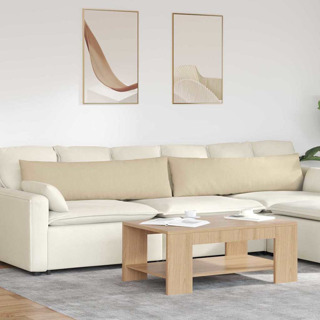 Cuscini da Divano 2 pz-Set di 2 Cuscini per Sofa Crema 145 x 40 cm Tessuto 783032