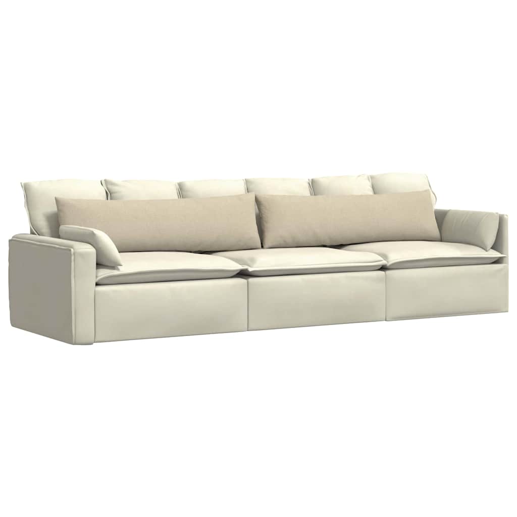 Cuscini da Divano 2 pz-Set di 2 Cuscini per Sofa Crema 145 x 40 cm Tessuto 783032