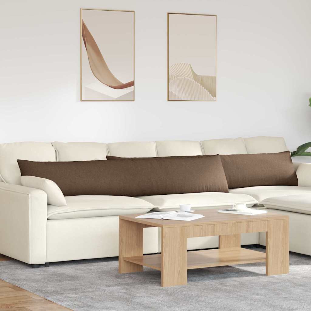 Cuscini da Divano 2 pz-Set di 2 Cuscini per Sofa Marrone 200 x 40 cm Tessuto