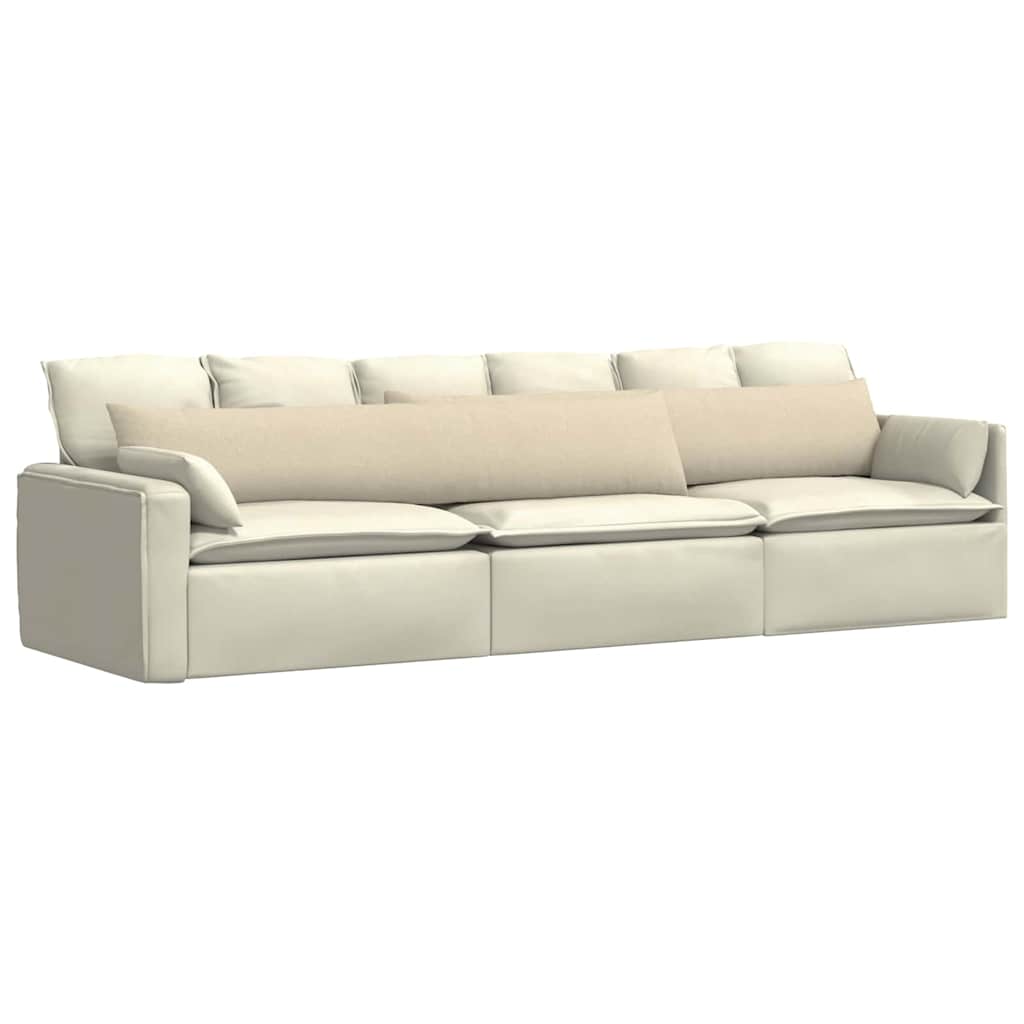 Cuscini da Divano 2 pz-Set di 2 Cuscini per Sofa Crema 200 x 40 cm Tessuto 629522