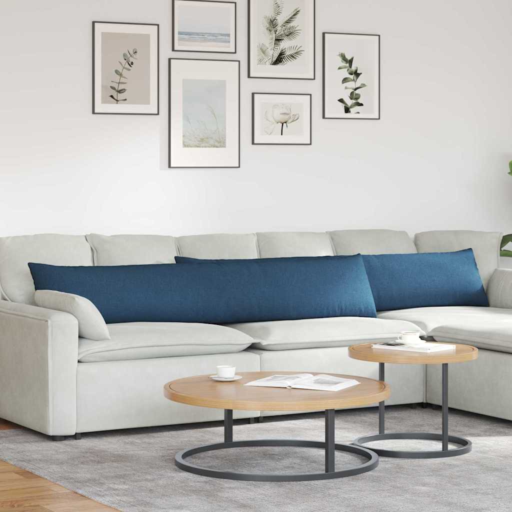 Cuscini da Divano 2 pz-Set di 2 Cuscini per Sofa Blu 200 x 40 cm Tessuto