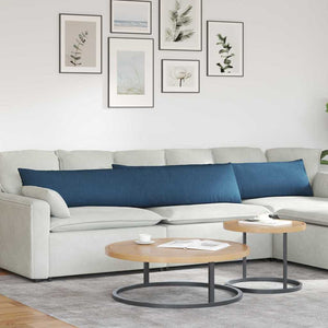 Cuscini da Divano 2 pz-Set di 2 Cuscini per Sofa Blu 200 x 40 cm Tessuto