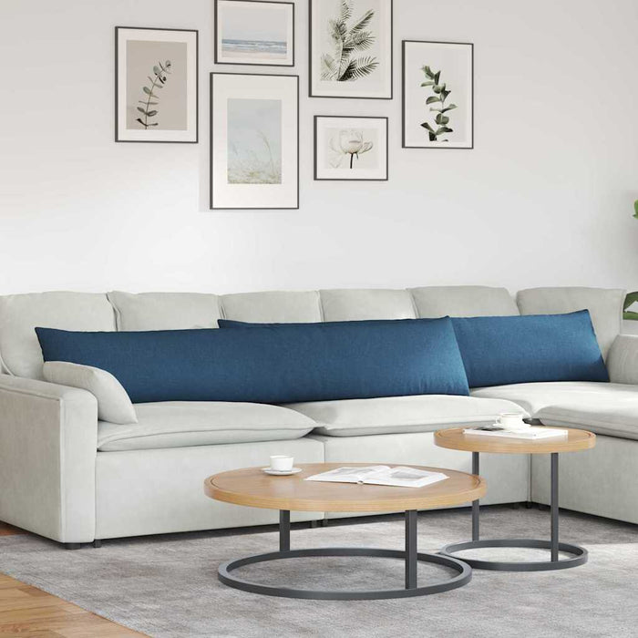 Cuscini da Divano 2 pz-Set di 2 Cuscini per Sofa Blu 200 x 40 cm Tessuto