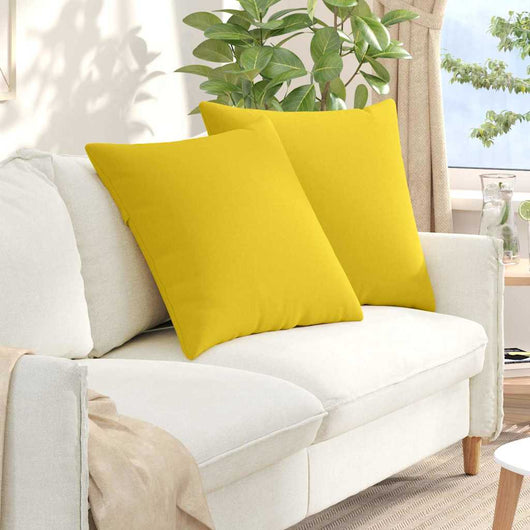 Cuscini da Divano 2 pz-Set di 2 Cuscini per Sofa Giallo Chiaro 60 x 60 cm Tessuto