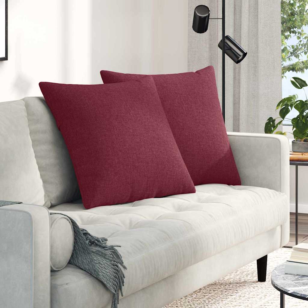 Cuscini da Divano 2 pz-Set di 2 Cuscini per Sofa Rosso Vino 80 x 80 cm Tessuto