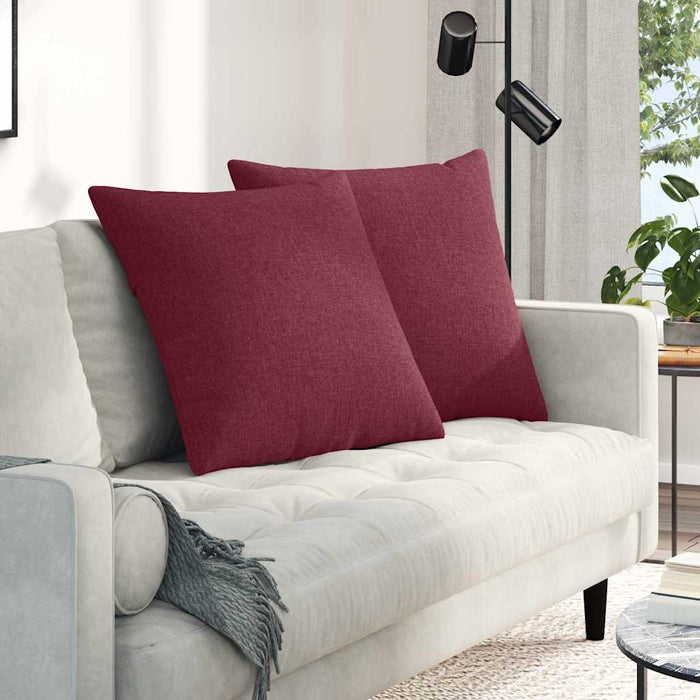 Cuscini da Divano 2 pz-Set di 2 Cuscini per Sofa Rosso Vino 80 x 80 cm Tessuto