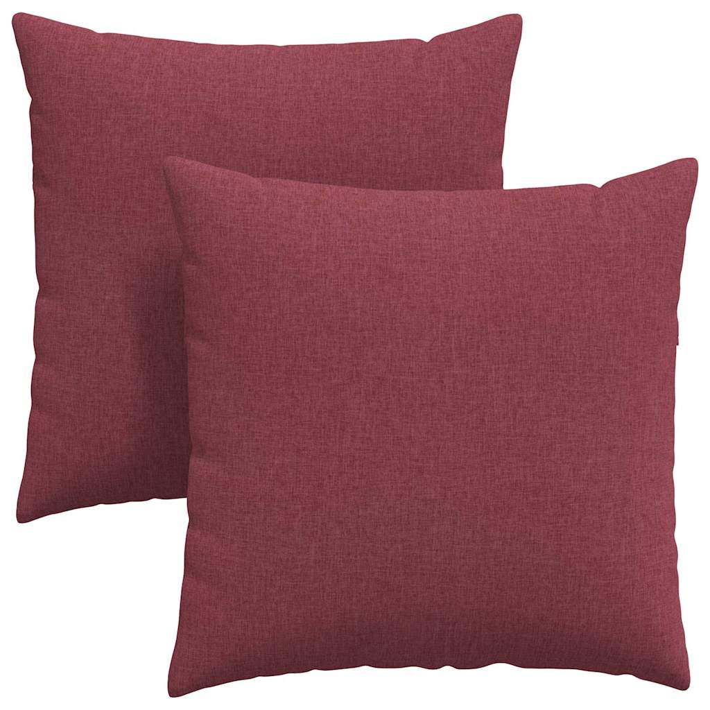 Cuscini da Divano 2 pz-Set di 2 Cuscini per Sofa Rosso Vino 80 x 80 cm Tessuto