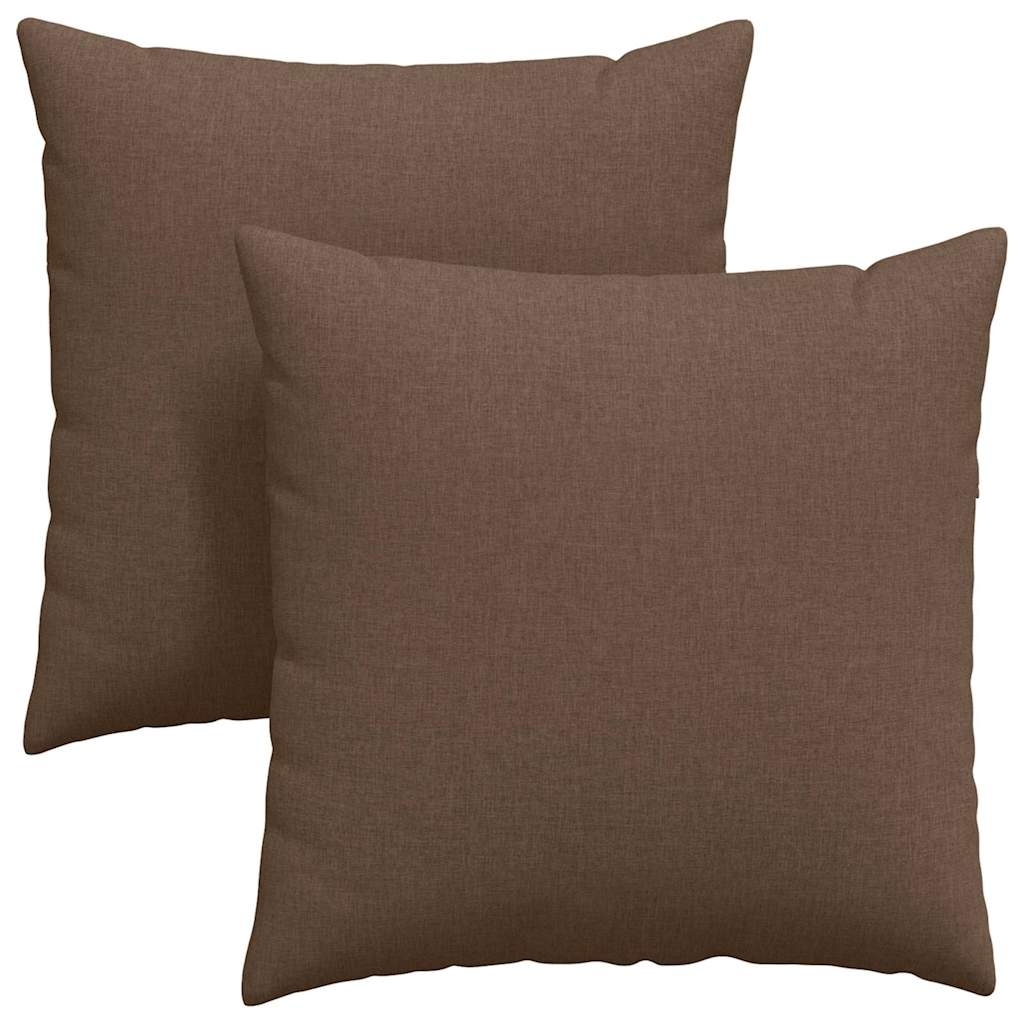 Cuscini da Divano 2 pz-Set di 2 Cuscini per Sofa Marrone 80 x 80 cm Tessuto