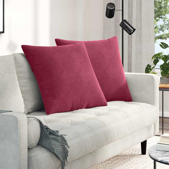 Cuscini da Divano 2 pz-Set di 2 Cuscini per Sofa Rosso Vino 80 x 80 cm Tessuto in Cords