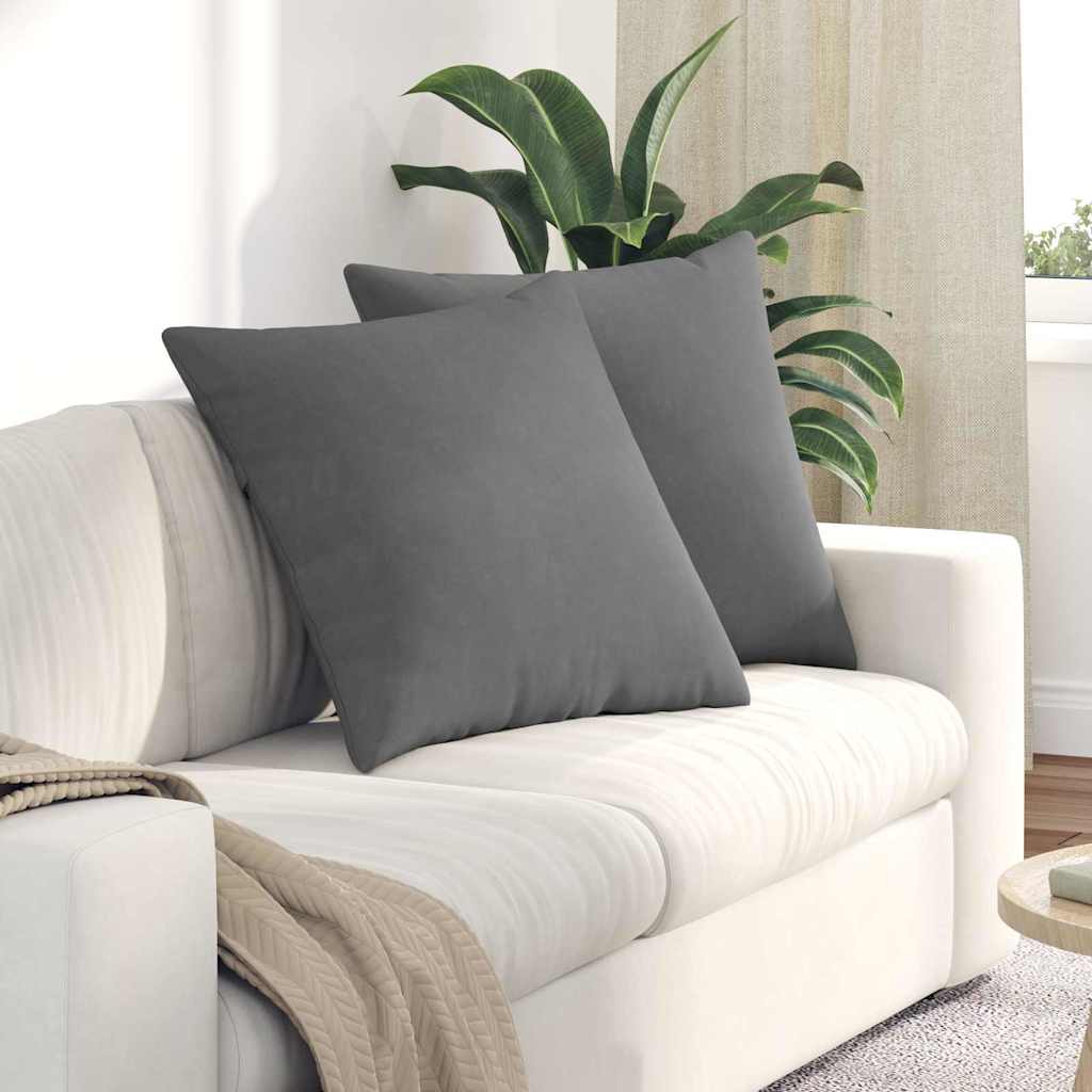 Cuscini da Divano 2 pz-Set di 2 Cuscini per Sofa Grigio scuro 80 x 80 cm Tessuto 846972