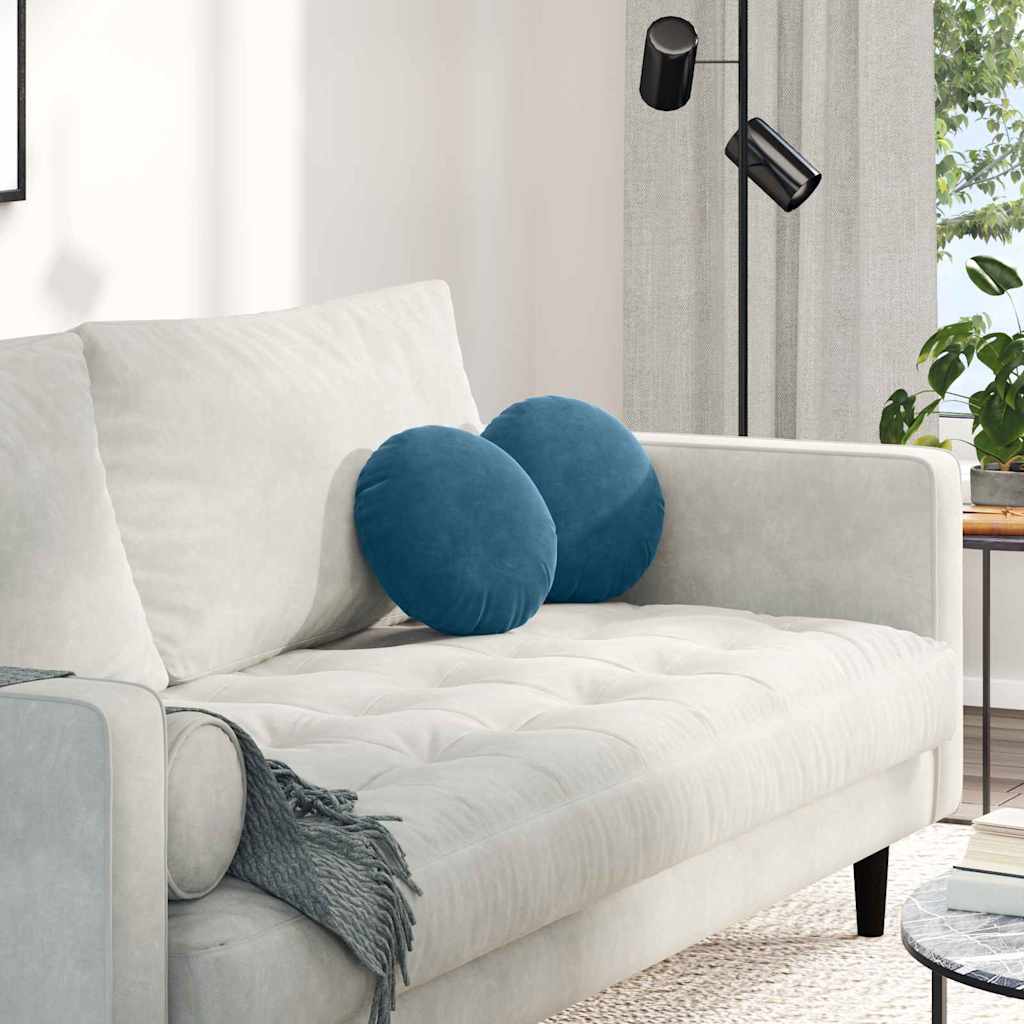 Cuscini per Seduta 2 pcs Blu Ø 40 x 13 cm Velluto 42014099