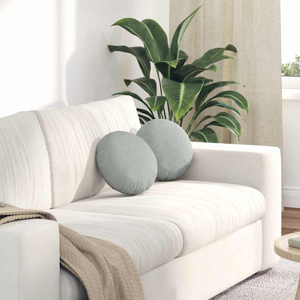 Cuscini per Seduta 2 pcs Grigio chiaro Ø 40 x 13 cm Velluto 42014100