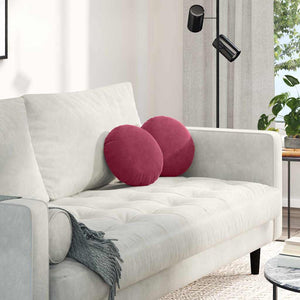 Cuscini per Seduta 2 pcs Rosso Vino Ø 40 x 13 cm Velluto 42014105