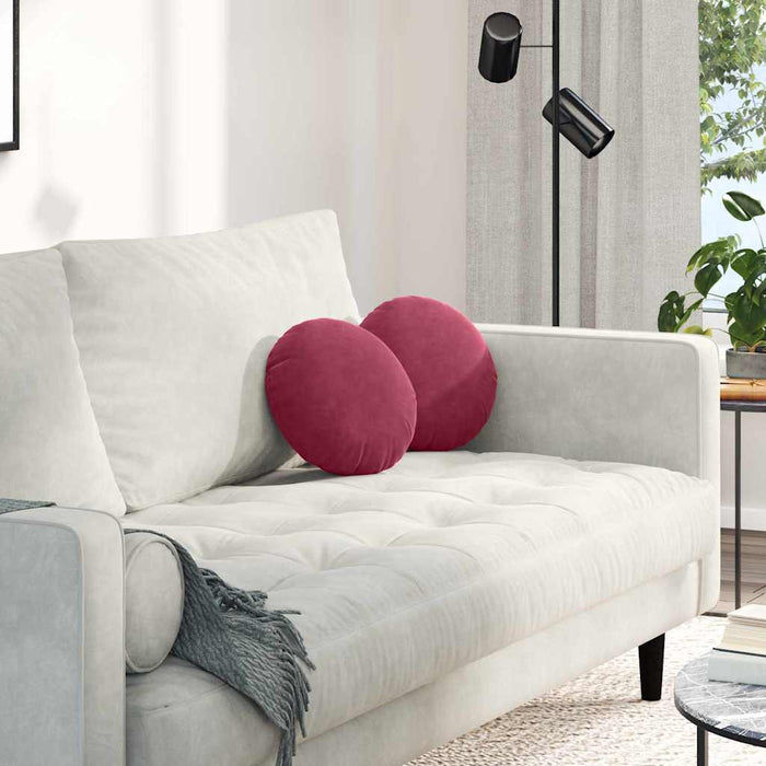 Cuscini per Seduta 2 pcs Rosso Vino Ø 40 x 13 cm Velluto 42014105