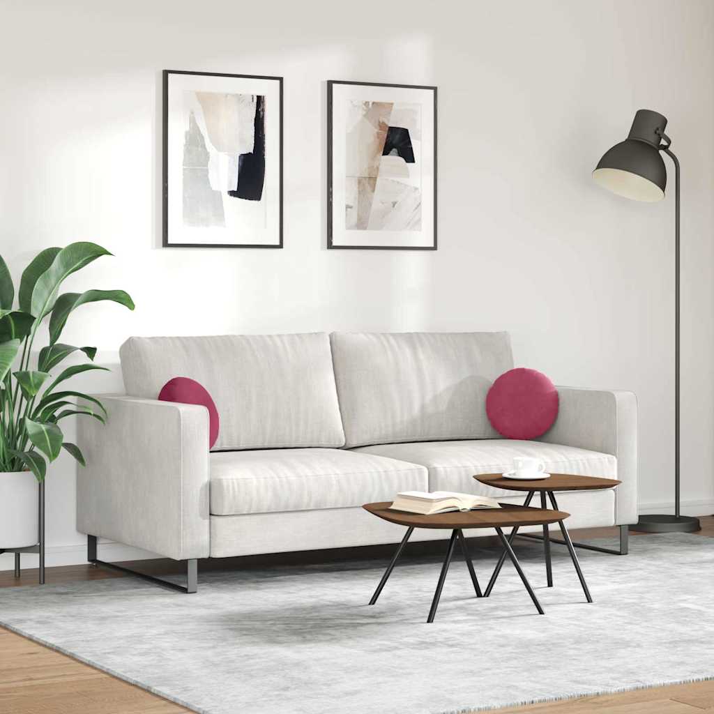 Cuscini per Seduta 2 pcs Rosso Vino Ø 40 x 13 cm Velluto 42014105