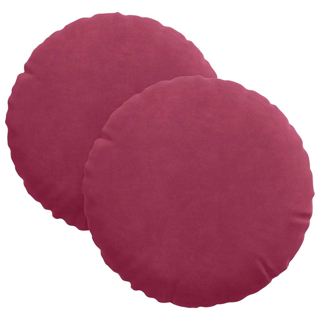 Cuscini per Seduta 2 pcs Rosso Vino Ø 40 x 13 cm Velluto 42014105