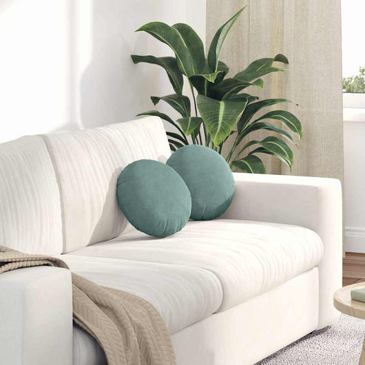 Cuscini per Seduta 2 pcs Verde Mare Ø 40 x 13 cm Velluto 42014110