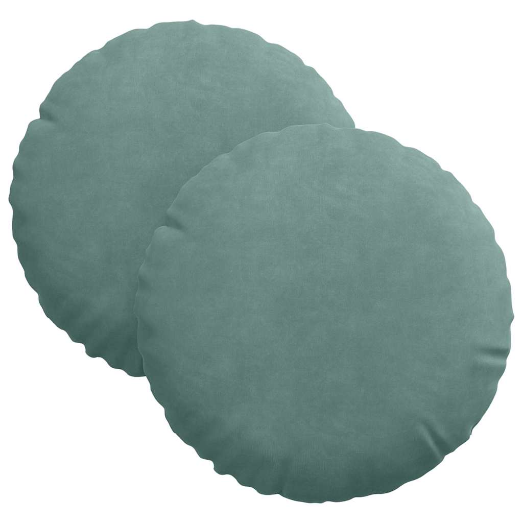 Cuscini per Seduta 2 pcs Verde Mare Ø 40 x 13 cm Velluto 42014110