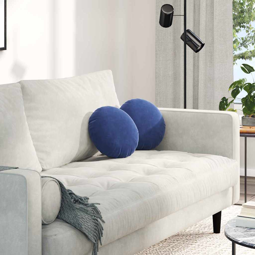 Cuscini per Seduta 2 pcs Blu Polizia Ø 40 x 13 cm Velluto 42014111