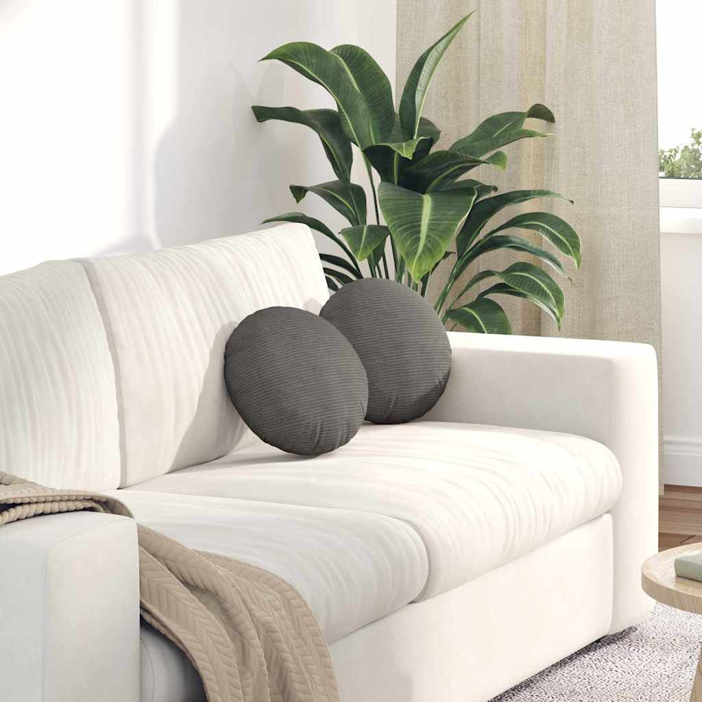 Cuscini per Seduta 2 pcs Grigio chiaro Ø 30 cm Tessuto in Cords 42014112