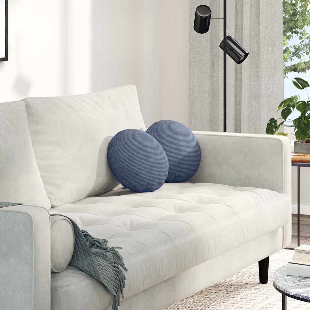 Cuscini per Seduta 2 pcs Blu Ø 30 cm Tessuto in Cords 42014115