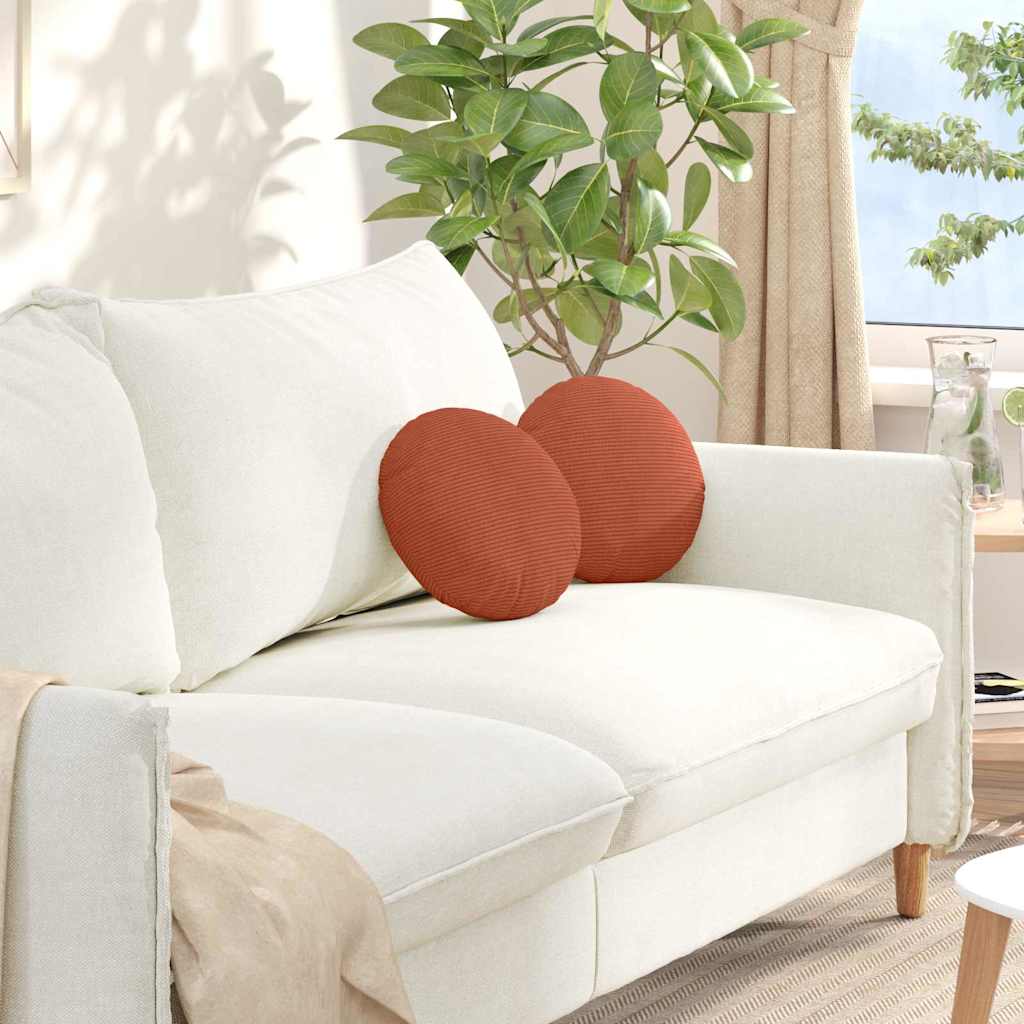 Cuscini per Seduta 2 pcs Rosso Arancio Ø 30 cm Tessuto in Cords 42014119