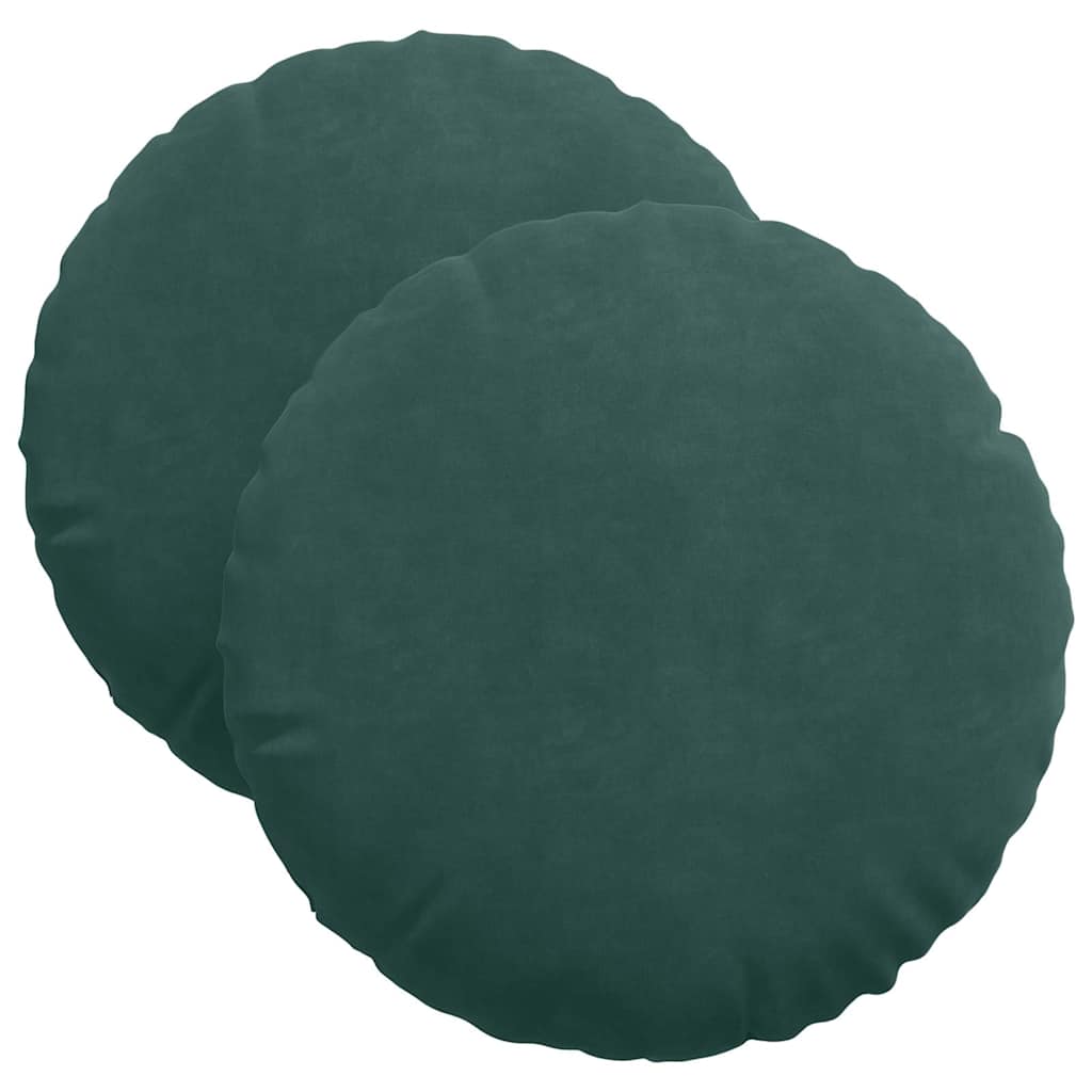 Cuscini per Seduta 2 pcs Verde Scuro Ø 40 x 13 cm Velluto 42014139