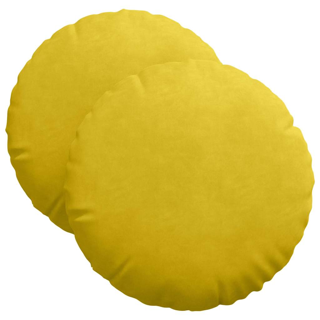 Cuscini per Seduta 2 pcs Giallo Ø 40 x 13 cm Velluto 42014144