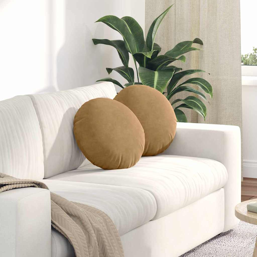 Cuscini per Seduta 2 pcs Marrone Ø 40 x 13 cm Velluto 42014145