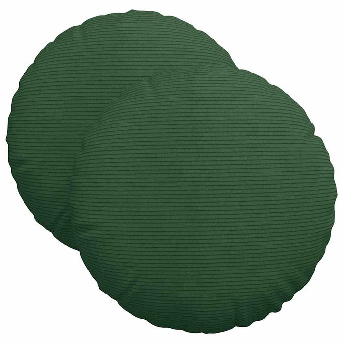 Cuscini per Seduta 2 pcs Verde Scuro Ø 40 cm Tessuto in Cords 42014154