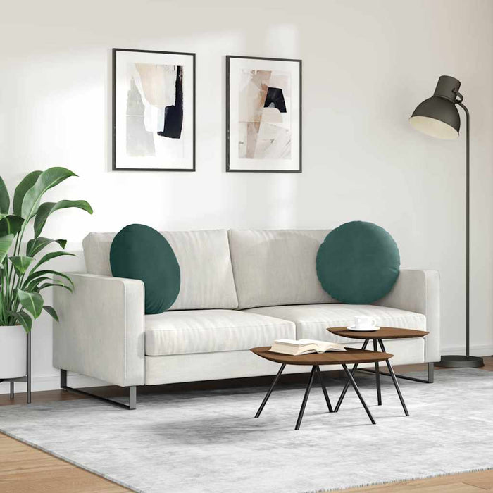 Cuscini per Seduta 2 pcs Verde Scuro Ø 40 x 13 cm Velluto 42014176