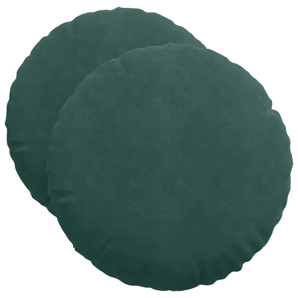 Cuscini per Seduta 2 pcs Verde Scuro Ø 40 x 13 cm Velluto 42014176