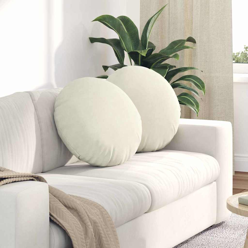 Cuscini per Seduta 2 pcs Crema Ø 40 x 13 cm Velluto 42014183