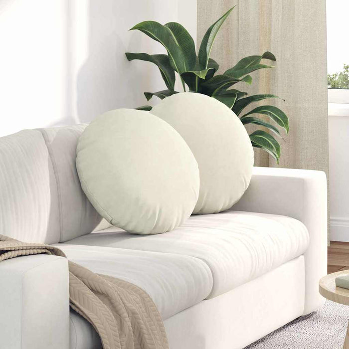 Cuscini per Seduta 2 pcs Crema Ø 40 x 13 cm Velluto 42014183
