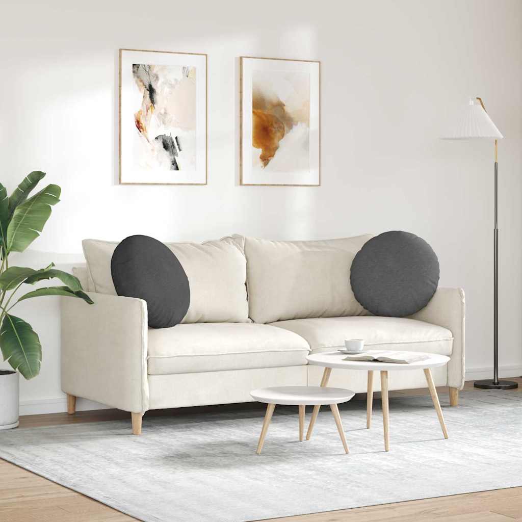 Cuscini per Seduta 2 pcs Grigio scuro Ø 50 cm Tessuto in Cords 42014187