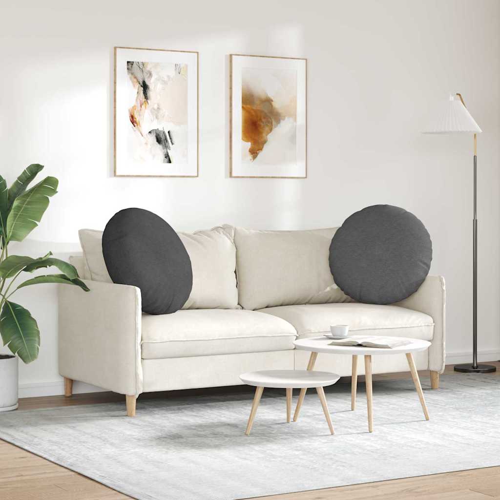 Cuscini per Seduta 2 pcs Grigio scuro Ø 60 cm Tessuto in Cords 42014224