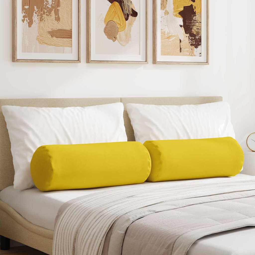 Cuscini a rullo 2 pcs Giallo Chiaro Ø 25 x 70 cm Tessuto 42014320