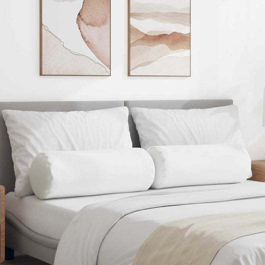 Cuscini a rullo 2 pcs Bianco Ø 25 x 70 cm Tessuto 42014322