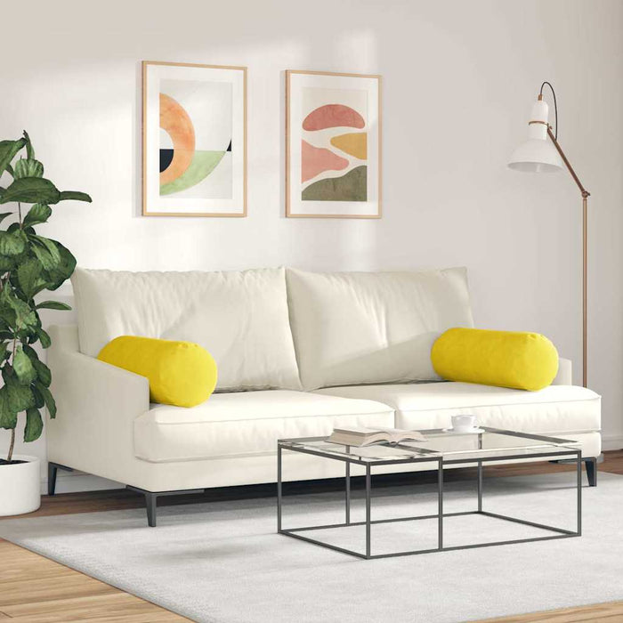 Cuscini a rullo 2 pcs Giallo Ø 25 x 70 cm Tessuto in Cords 42014335